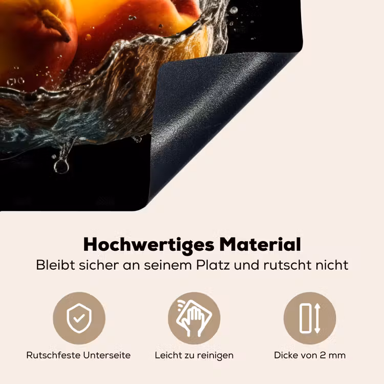 Mango - Fruit - Water - Zwart - Bladeren Inductie beschemer met haakjes klein -ky-onderkant-de