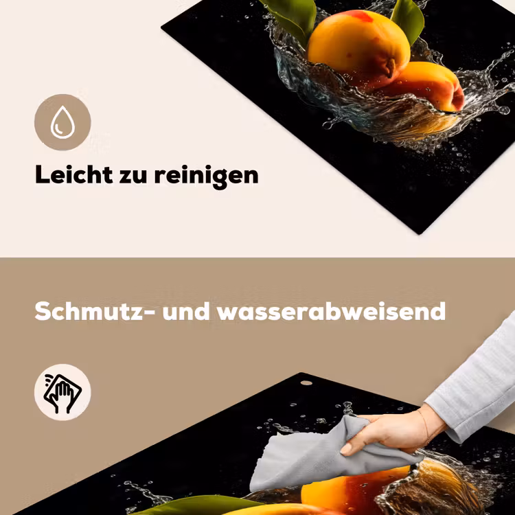 Mango - Fruit - Water - Zwart - Bladeren Inductie beschemer met haakjes klein -ky-schoon-de