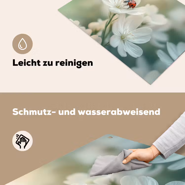Lieveheersbeestje - Bloemen - Wit Inductie beschemer met haakjes klein -ky-schoon-de