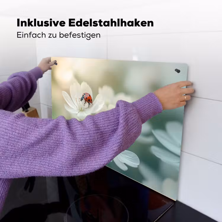 Lieveheersbeestje - Bloemen - Wit Inductie beschemer met haakjes klein -ky-ophangen-de
