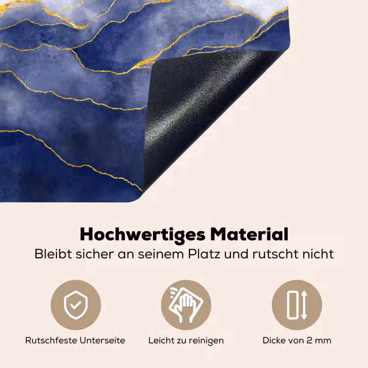 Marmer - Blauw - Marmerlook - Goud - Textuur Inductie beschemer met haakjes klein -ky-onderkant-de