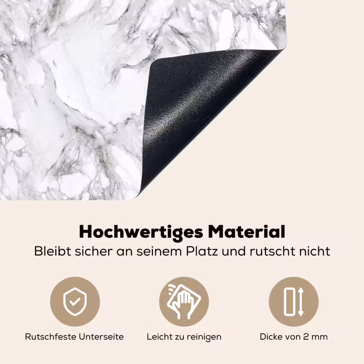 Marmer - Gelaagd - Brekend - Grijsstructuur Inductie beschemer met haakjes klein 777 -ky-onderkant-de