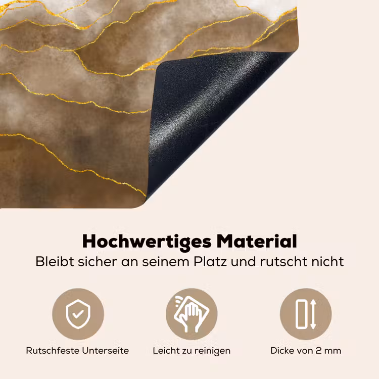 Marmer - Goud - Bruin - Textuur - Marmerlook Inductie beschemer met haakjes klein -ky-onderkant-de