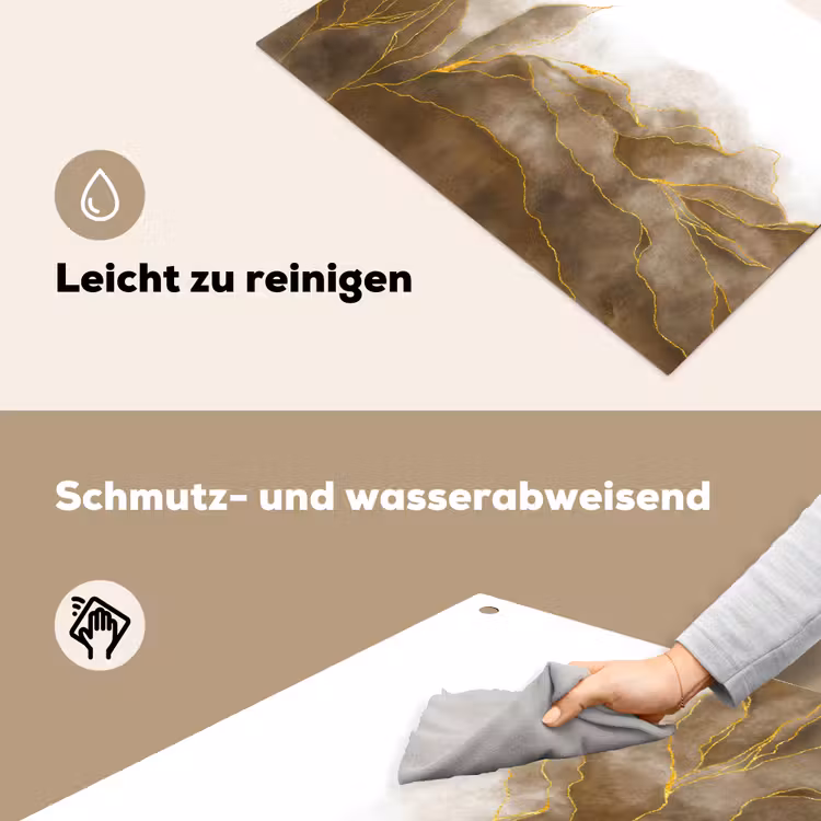 Marmer - Goud - Bruin - Textuur - Marmerlook Inductie beschemer met haakjes klein -ky-schoon-de