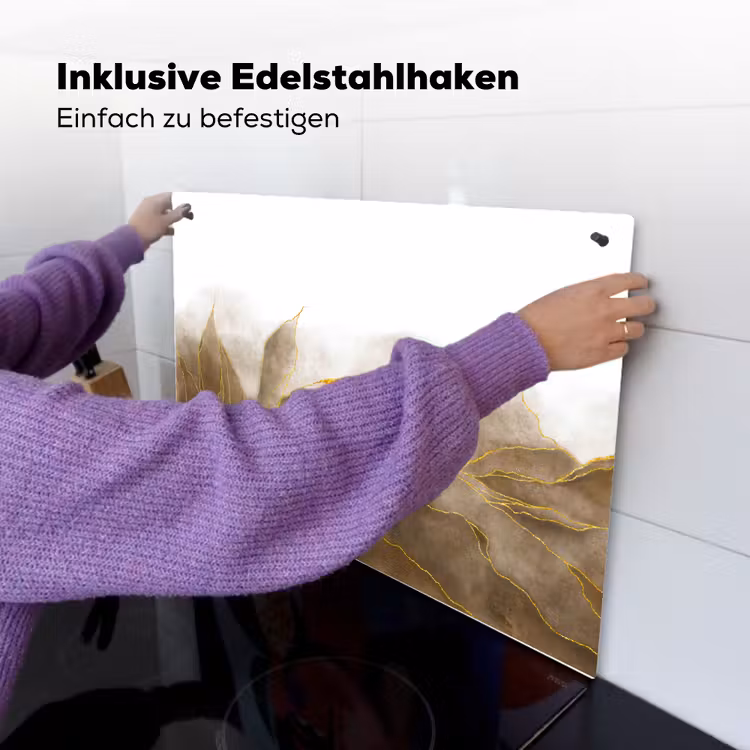 Marmer - Goud - Bruin - Textuur - Marmerlook Inductie beschemer met haakjes klein -ky-ophangen-de