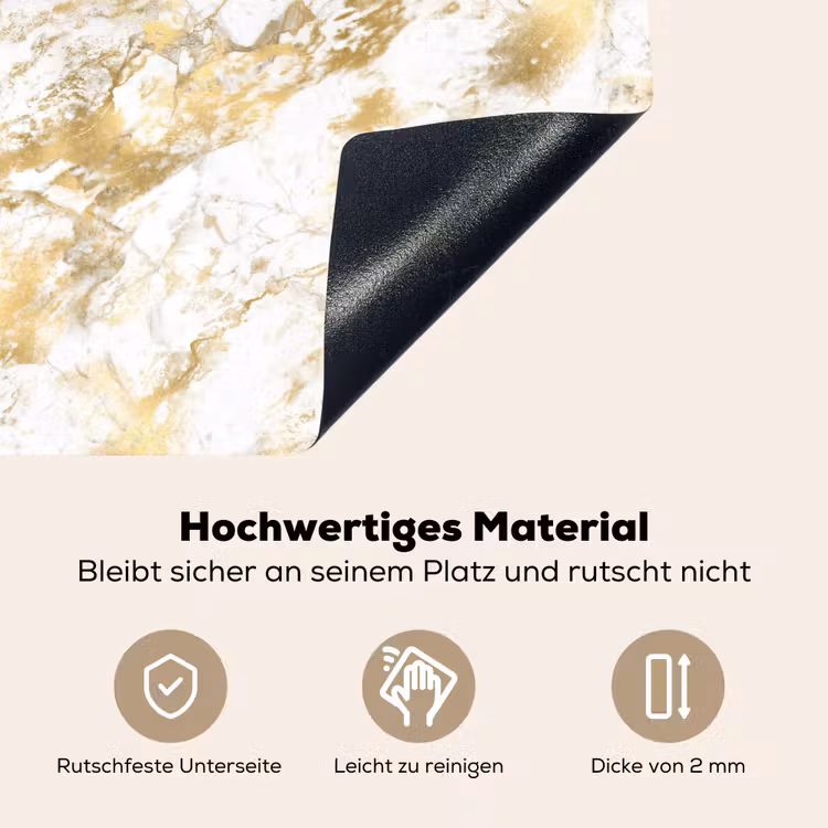Marmer - Goud - Structuur Inductie beschemer met haakjes klein 777 -ky-onderkant-de