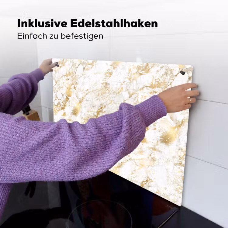Marmer - Goud - Structuur Inductie beschemer met haakjes klein 777 -ky-ophangen-de