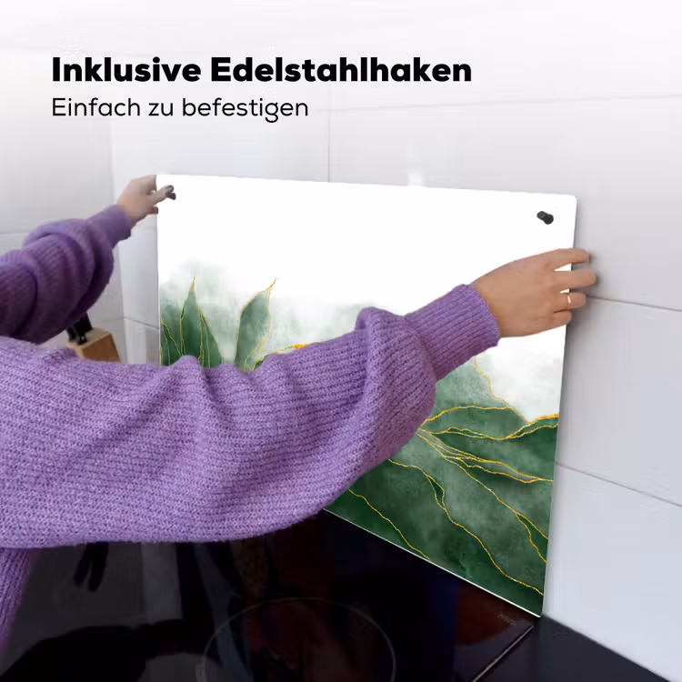 Marmer - Groen - Luxe - Goud - Marmerlook Inductie beschemer met haakjes klein -ky-ophangen-de