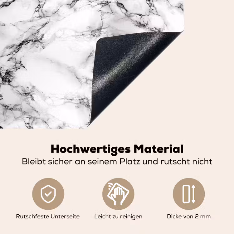 Marmer - Zwart - Dramatisch - Wit Inductie beschemer met haakjes klein 777 -ky-onderkant-de