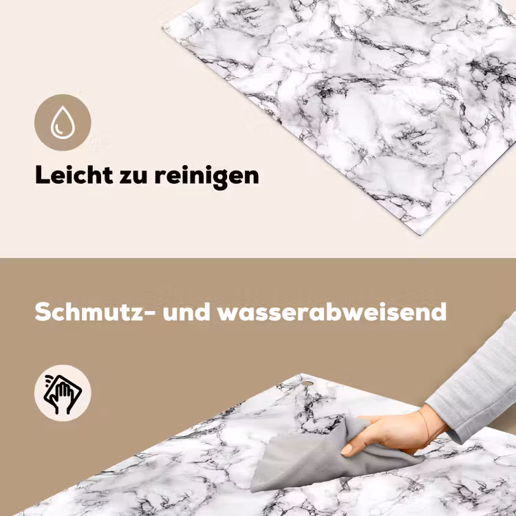 Marmer - Zwart - Dramatisch - Wit Inductie beschemer met haakjes klein 777 -ky-schoon-de