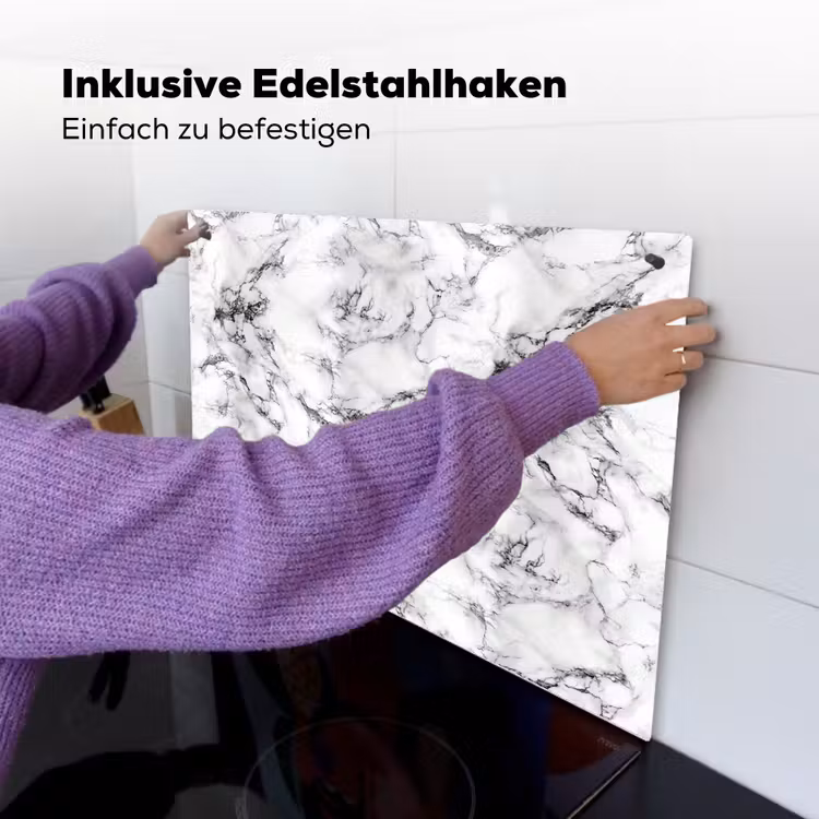 Marmer - Zwart - Dramatisch - Wit Inductie beschemer met haakjes klein 777 -ky-ophangen-de