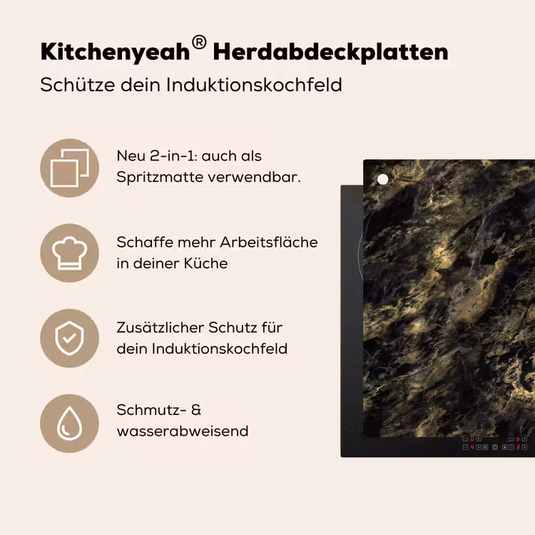 Marmer - Zwart - Goud Inductie beschemer met haakjes klein 777 -ky-usp-de