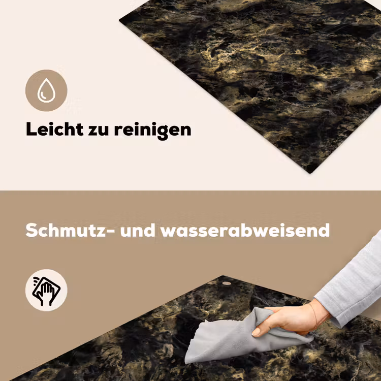 Marmer - Zwart - Goud Inductie beschemer met haakjes klein 777 -ky-schoon-de