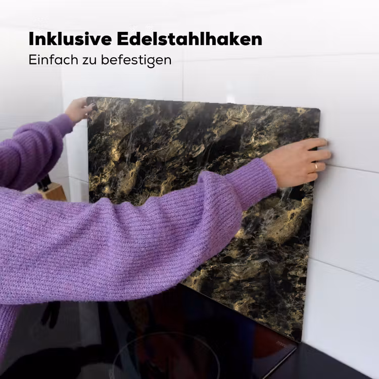 Marmer - Zwart - Goud Inductie beschemer met haakjes klein 777 -ky-ophangen-de
