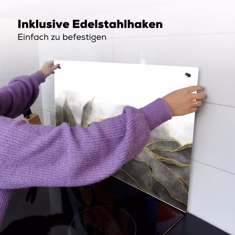 Marmer - Zwart - Goud - Luxe - Marmerlook Inductie beschemer met haakjes klein -ky-ophangen-de