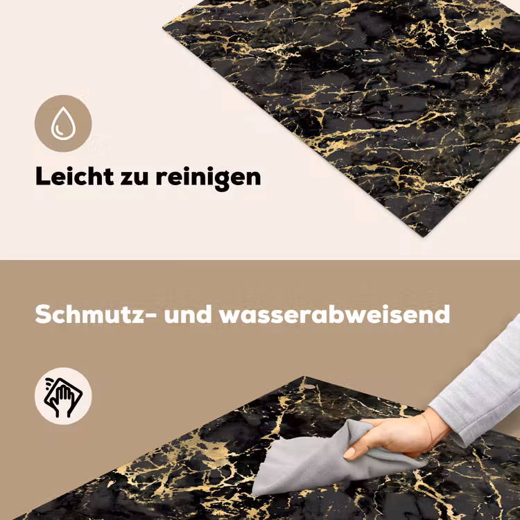 Marmer - Zwart - Goudstructuur Inductie beschemer met haakjes klein 777 -ky-schoon-de