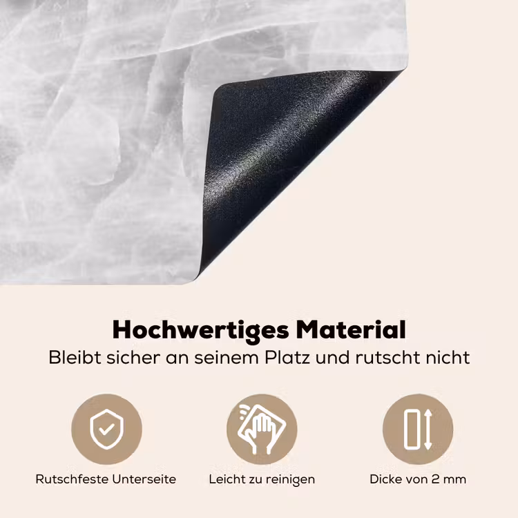 Marmer - Steen - Wit - Luxe - Marmerlook Inductie beschemer met haakjes klein -ky-onderkant-de
