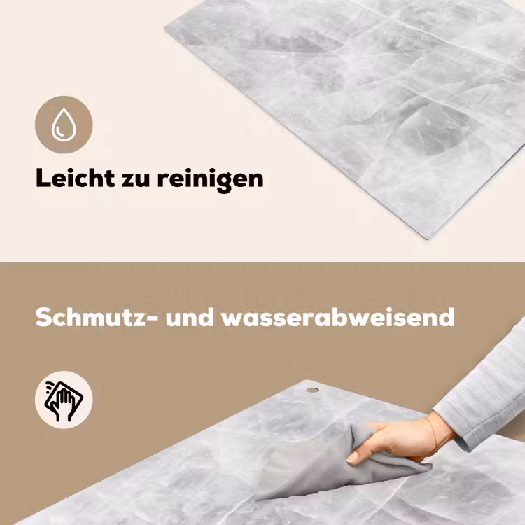 Marmer - Steen - Wit - Luxe - Marmerlook Inductie beschemer met haakjes klein -ky-schoon-de