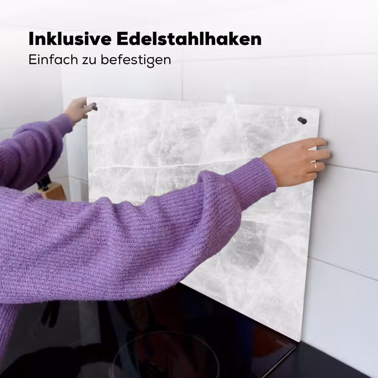 Marmer - Steen - Wit - Luxe - Marmerlook Inductie beschemer met haakjes klein -ky-ophangen-de