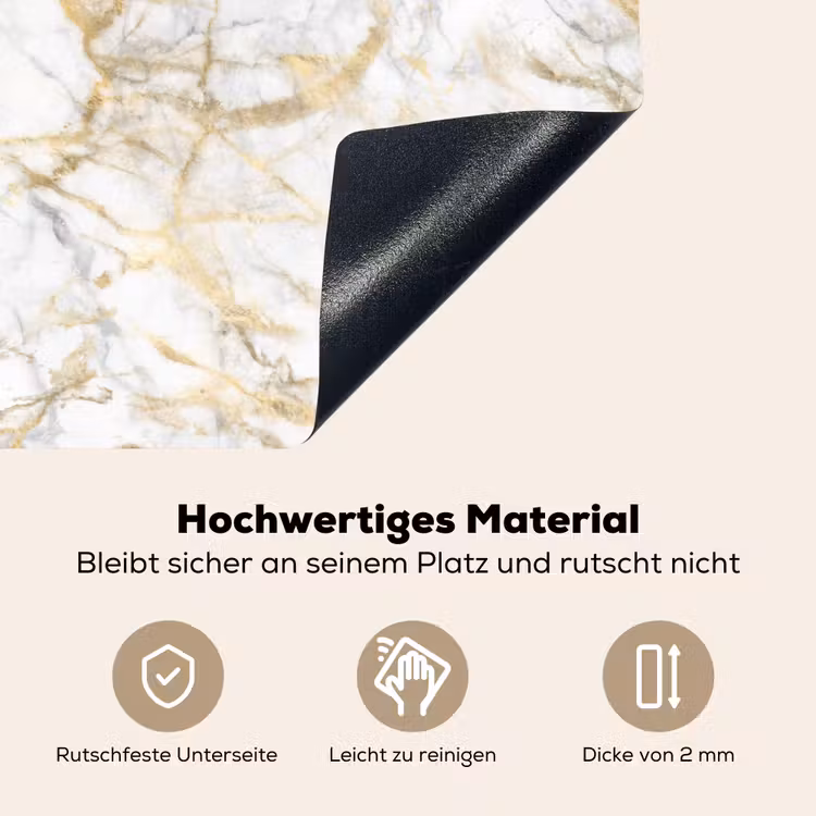 Marmer - Wit - Expressief - Goudaccenten Inductie beschemer met haakjes klein 777 -ky-onderkant-de