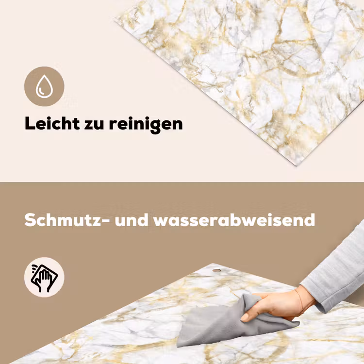 Marmer - Wit - Expressief - Goudaccenten Inductie beschemer met haakjes klein 777 -ky-schoon-de