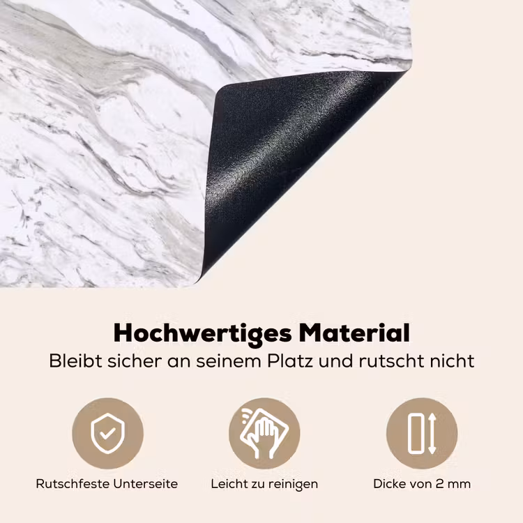 Marmer - Wit - Grijsgroen Inductie beschemer met haakjes klein 777 -ky-onderkant-de