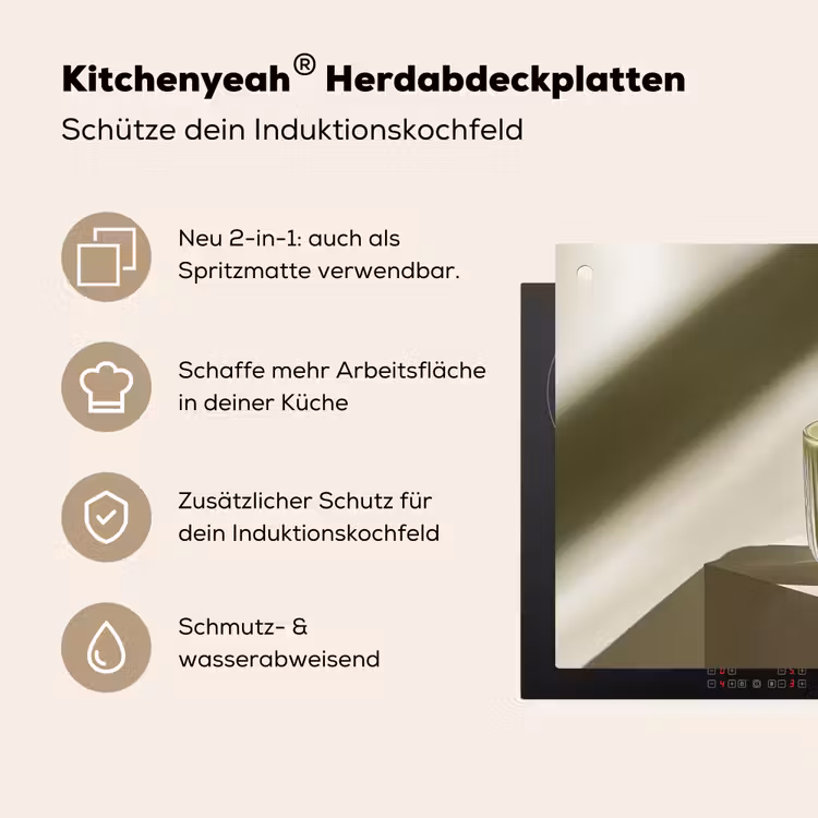 Matcha - Glas - Groen - Minimalistisch Inductie beschemer met haakjes klein -ky-usp-de