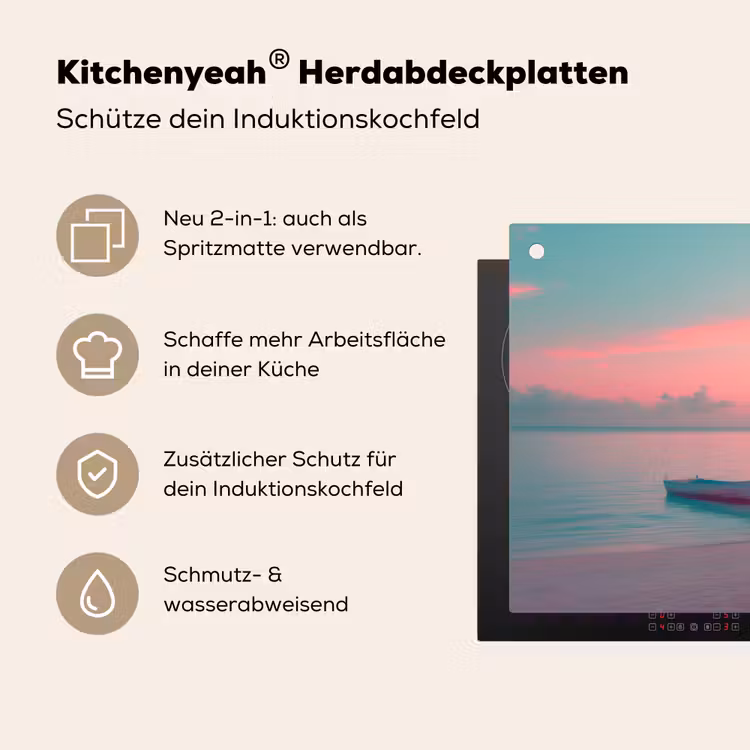 Zee - Boot - Zonsondergang Inductie beschemer met haakjes klein -ky-usp-de