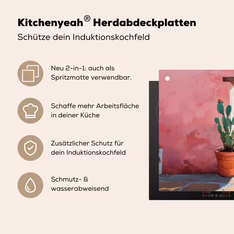 Zee - Roze - Cactus Inductie beschemer met haakjes klein -ky-usp-de