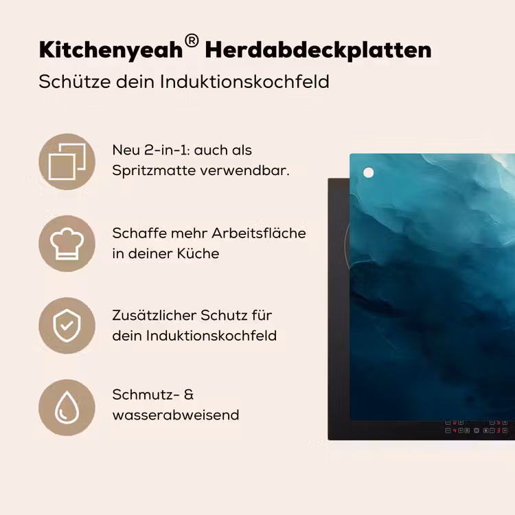 Zee - Silhouet - Abstract - Blauw Inductie beschemer met haakjes klein -ky-usp-de