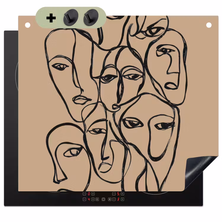Gezichtenzee - Lijntekening - Abstract Inductie beschemer met haakjes middel -3d