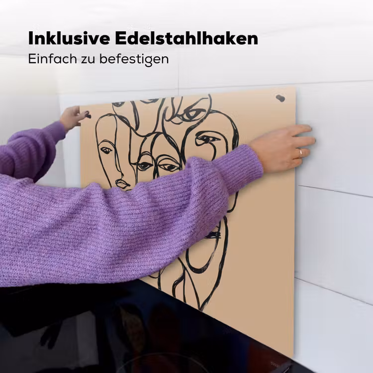 Gezichtenzee - Lijntekening - Abstract Inductie beschemer met haakjes middel -ky-ophangen-de