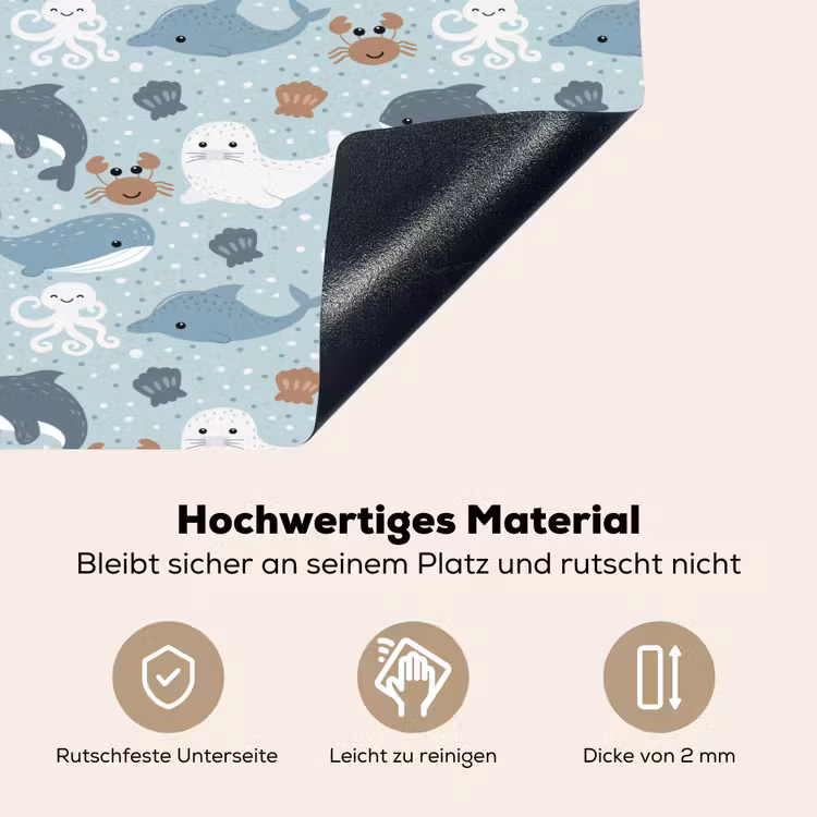 Oceaan - Walvis - Zeehond - Krab Inductie beschemer met haakjes klein 777 -ky-onderkant-de