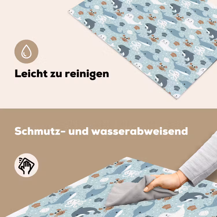 Oceaan - Walvis - Zeehond - Krab Inductie beschemer met haakjes klein 777 -ky-schoon-de