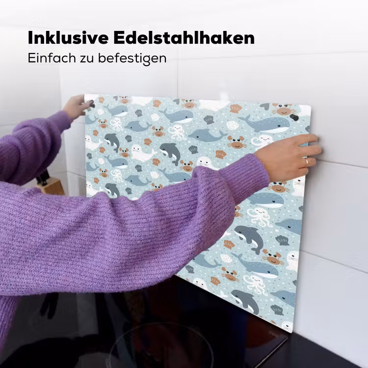 Oceaan - Walvis - Zeehond - Krab Inductie beschemer met haakjes klein 777 -ky-ophangen-de