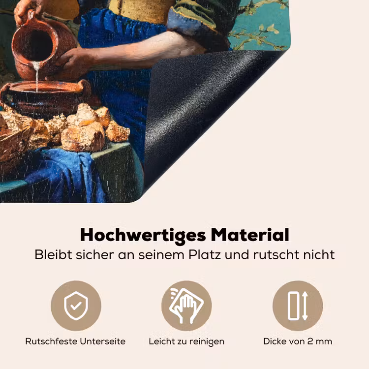 Melkmeisje - Amandelbloesem - Van Gogh - Vermeer - Schilderij - Oude meesters Inductie beschemer met haakjes middel -ky-onderkant-de