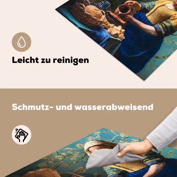 Melkmeisje - Amandelbloesem - Van Gogh - Vermeer - Schilderij - Oude meesters Inductie beschemer met haakjes middel -ky-schoon-de