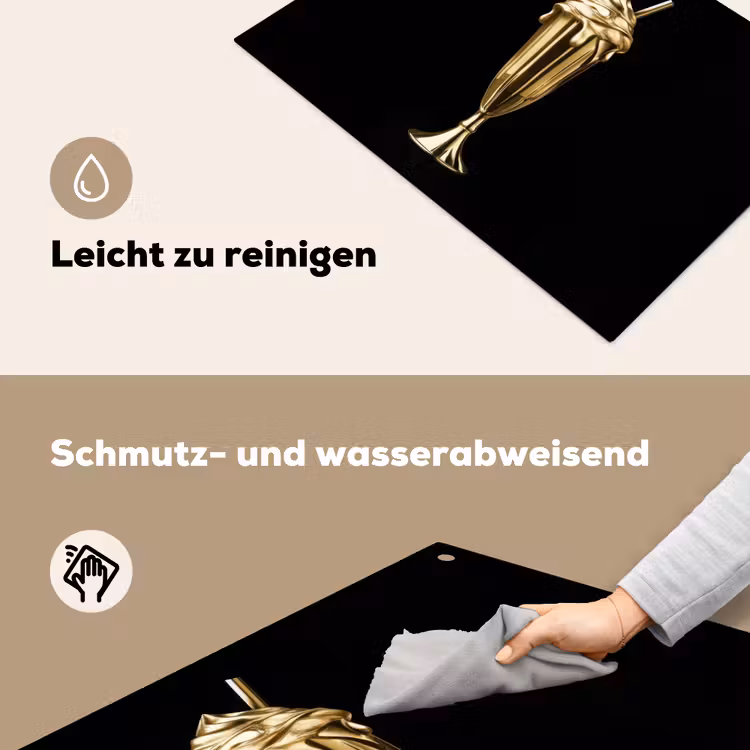 Milkshake - Goud - Drinken - Zwart Inductie beschemer met haakjes klein -ky-schoon-de