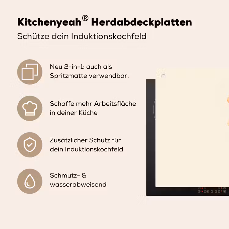 Minimalistisch - Schepijs - Hoorntje - Beige Inductie beschemer met haakjes klein -ky-usp-de