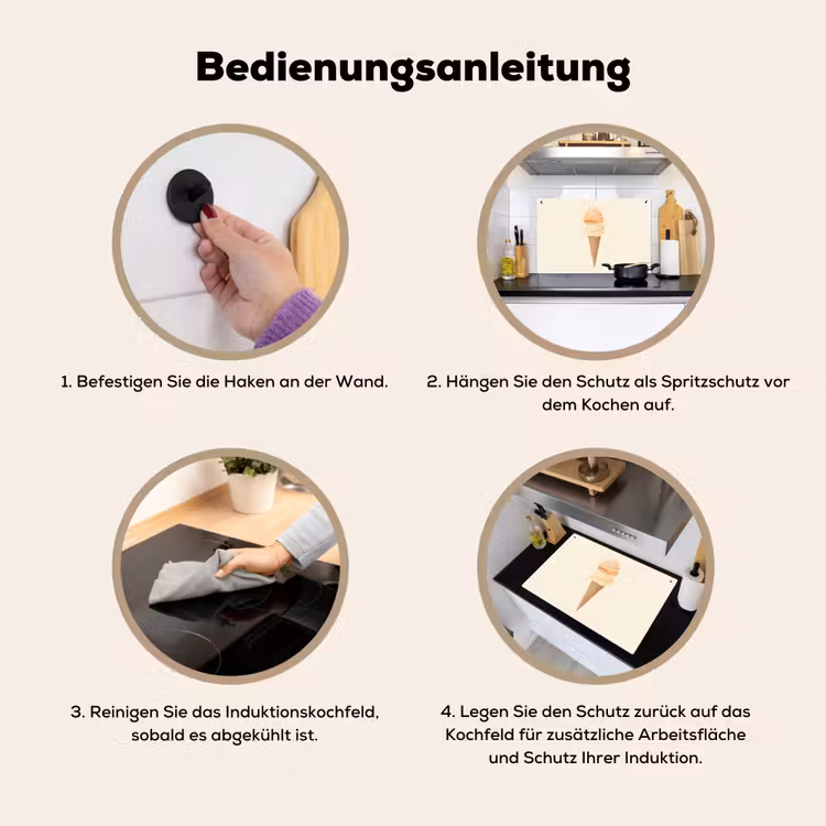 Minimalistisch - Schepijs - Hoorntje - Beige Inductie beschemer met haakjes klein -ky-gebruik-de