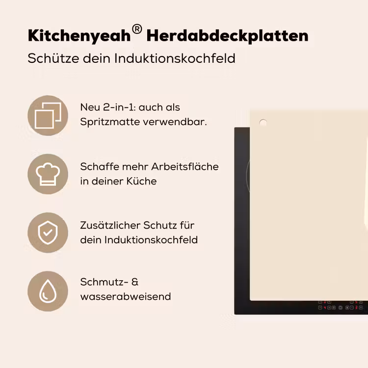 Minimalistisch - Waterijsje - Stokje - Beige Inductie beschemer met haakjes klein -ky-usp-de