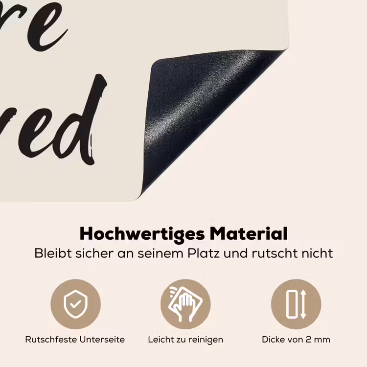 Minimalistisch - Beige - Love Inductie beschemer met haakjes klein -ky-onderkant-de