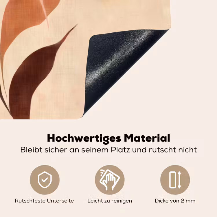 Minimalistisch - Bloem - Bladeren - Beige Inductie beschemer met haakjes klein -ky-onderkant-de