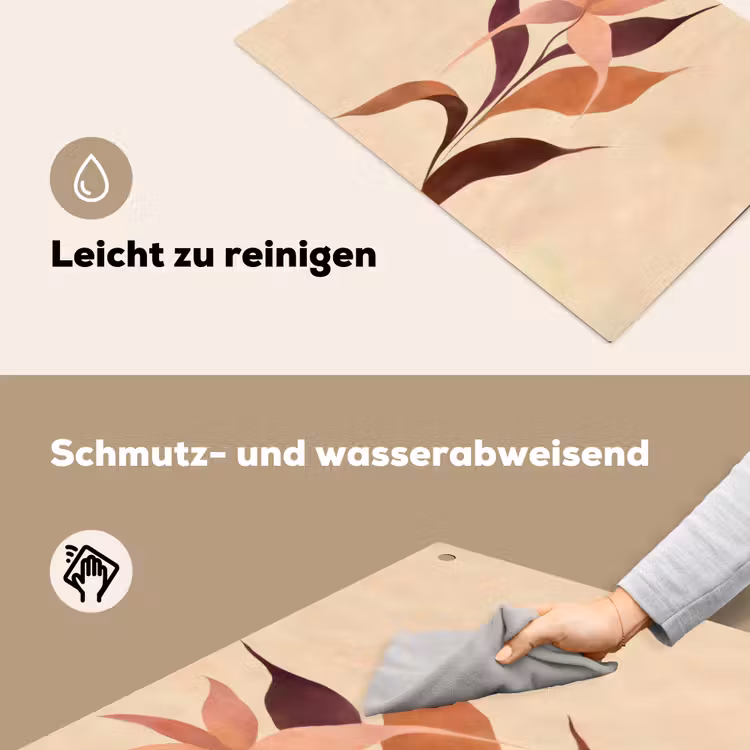Minimalistisch - Bloem - Bladeren - Beige Inductie beschemer met haakjes klein -ky-schoon-de