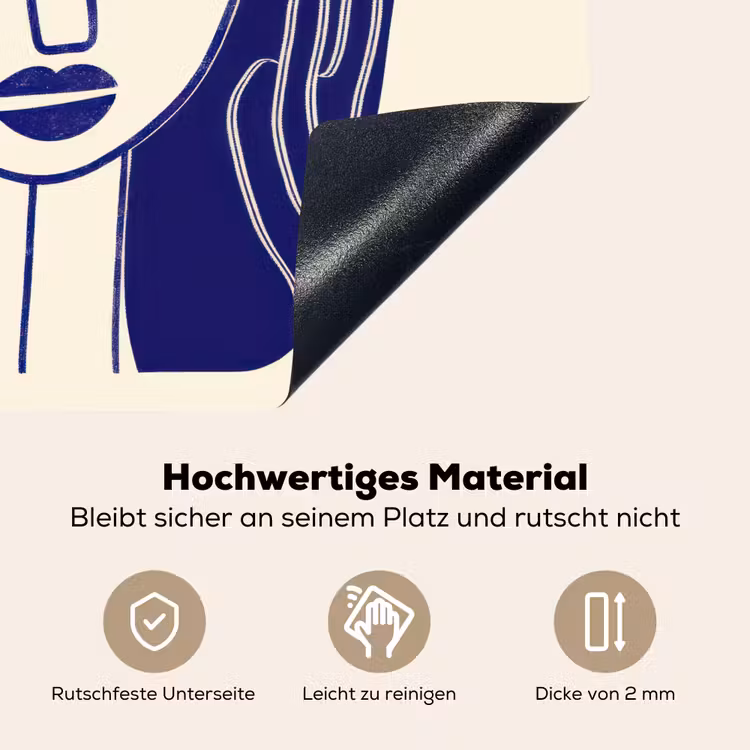 Minimalistisch - Gezicht - Hand - Oranje - Blauw Inductie beschemer met haakjes middel -ky-onderkant-de