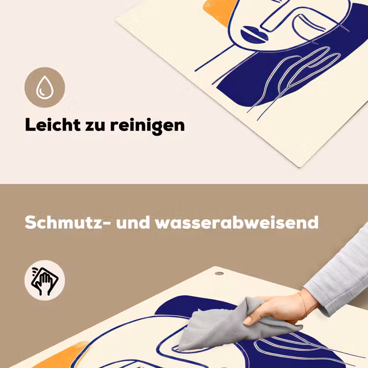 Minimalistisch - Gezicht - Hand - Oranje - Blauw Inductie beschemer met haakjes middel -ky-schoon-de