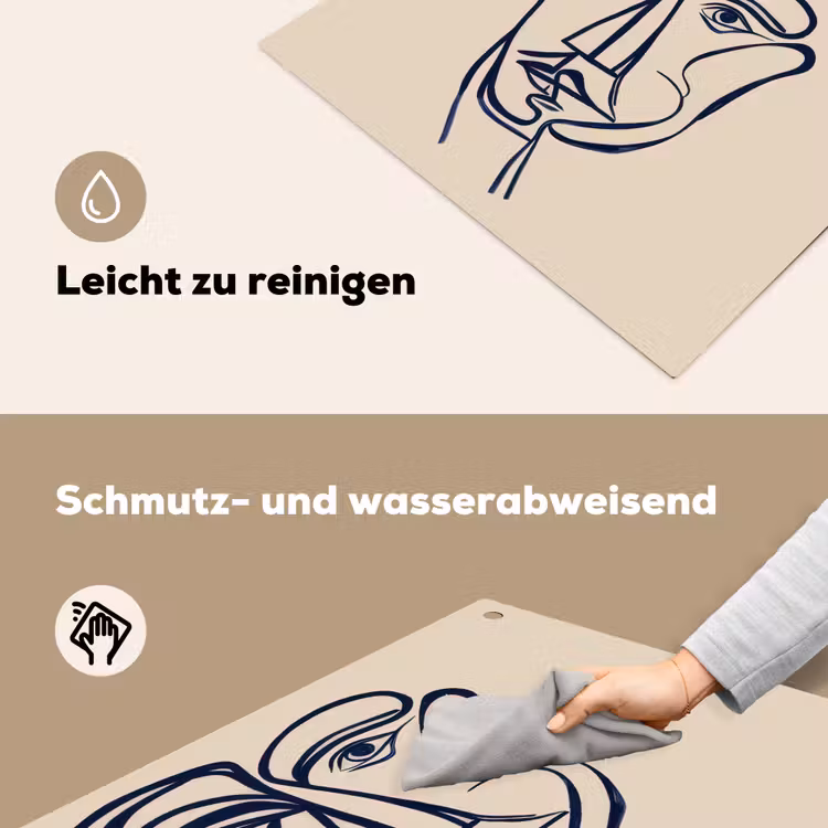 Minimalistisch - Lijnillustratie - Beige - Donkerblauw Inductie beschemer met haakjes middel -ky-schoon-de