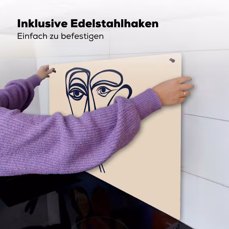 Minimalistisch - Lijnillustratie - Beige - Donkerblauw Inductie beschemer met haakjes middel -ky-ophangen-de