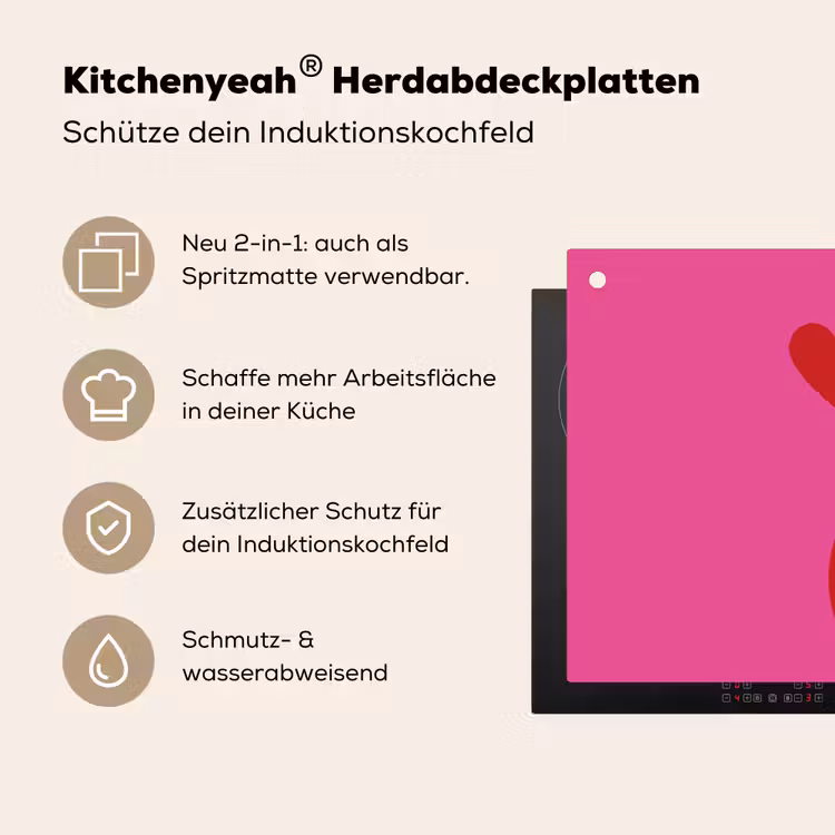 Minimalistisch - Rood - Roze - Hartjes Inductie beschemer met haakjes klein -ky-usp-de