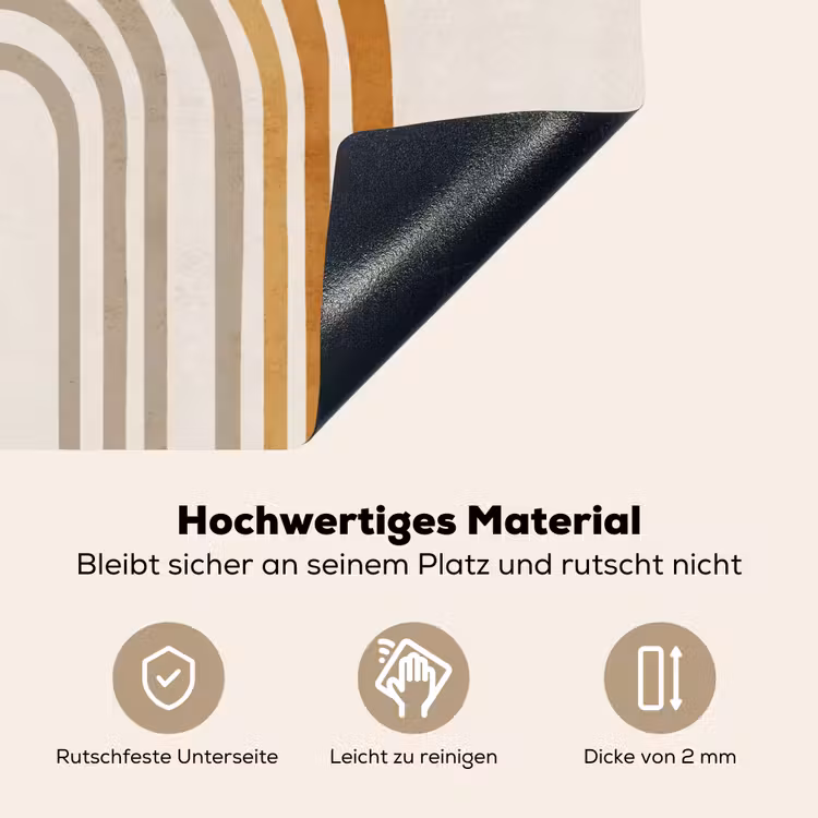 Minimalistisch - Boog - Lijnen - Beige Inductie beschemer met haakjes klein -ky-onderkant-de